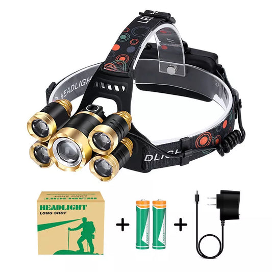 High-power five-head aircraft light with gold, red, and silver options