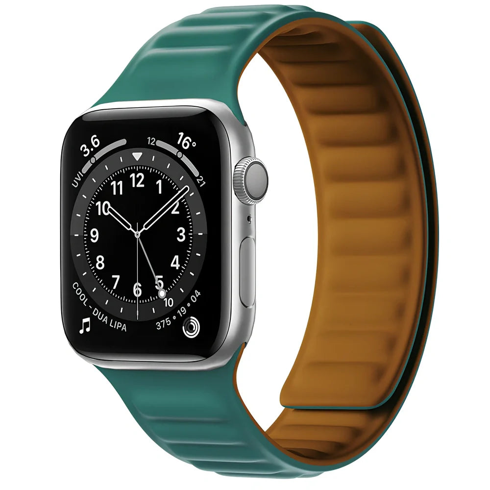 45g silicone magnetic watch strap in multiple colours showing magnetic closure mechanism