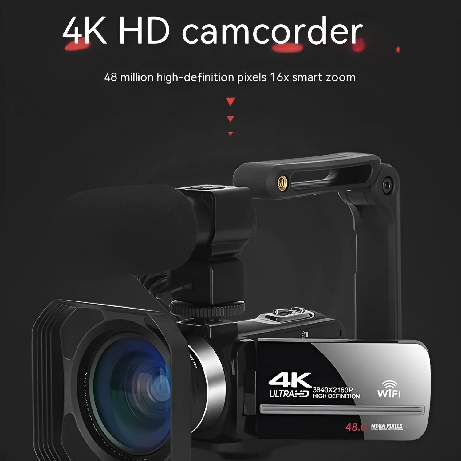 Black WIFI digital HD night vision camera with 3-inch screen showing 37mm lens mount