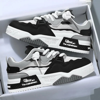 Men's low-top board shoes with rubber soles in white and yellow colour combination