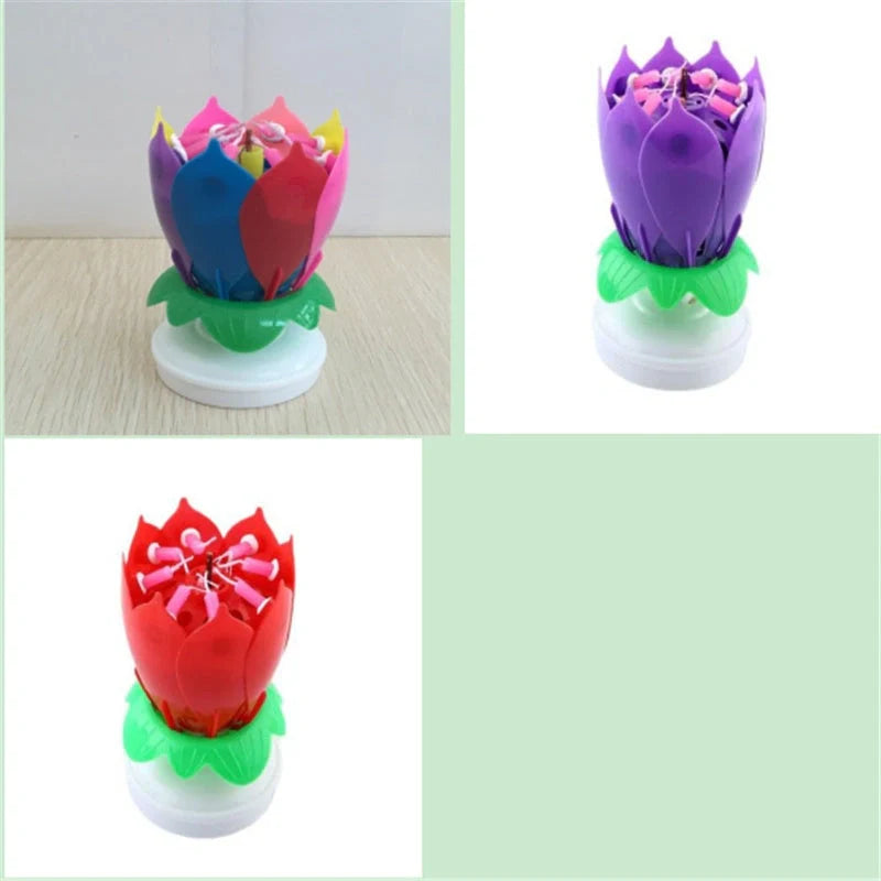 Musical Lotus Candles in various colors with a unique lotus design and music feature