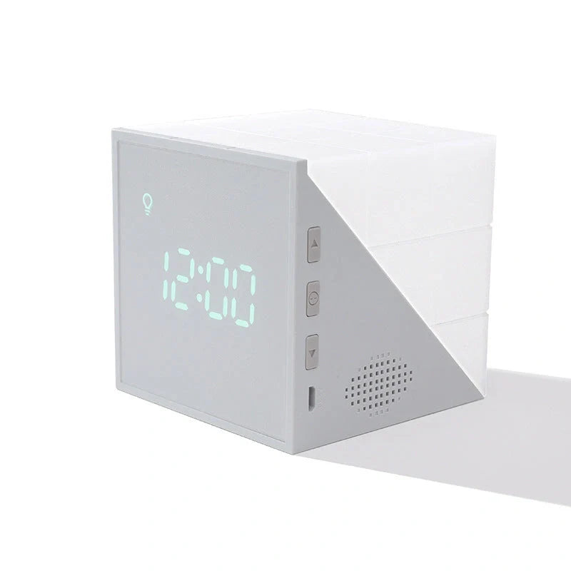 Time Cube Alarm Clock with LED light in blue, pink, or grey