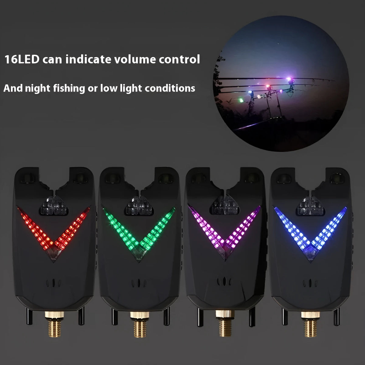 Wireless fishing electronic alarm with ABS plastic housing and remote receiver.