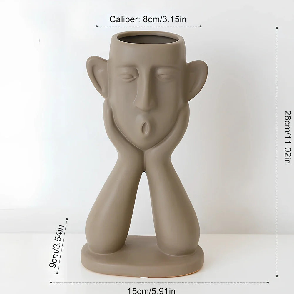 Handcrafted 25 cm ceramic vase with silk cloth drape and PVC base in three styles for home decoration