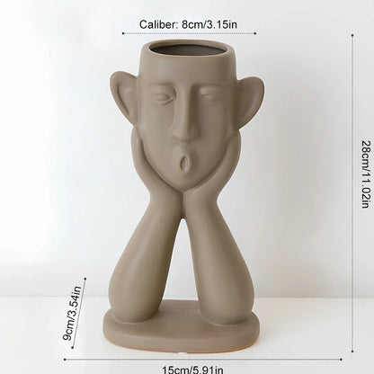 Handcrafted 25 cm ceramic vase with silk cloth drape and PVC base in three styles for home decoration