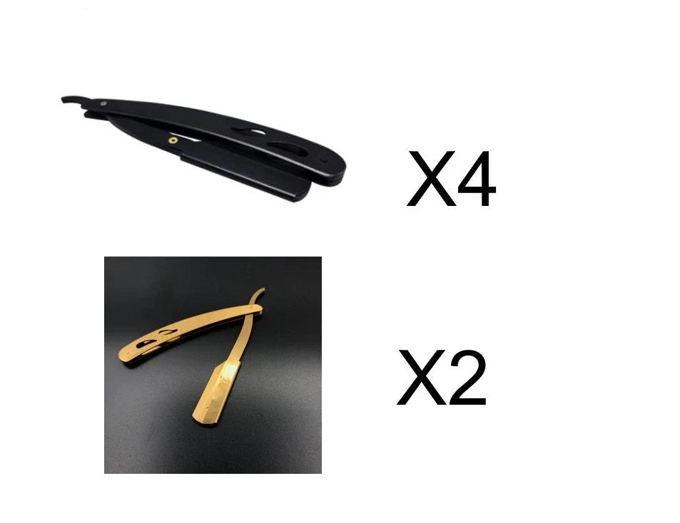 Premium stainless steel straight razor with sharp blades for a smooth, comfortable shave