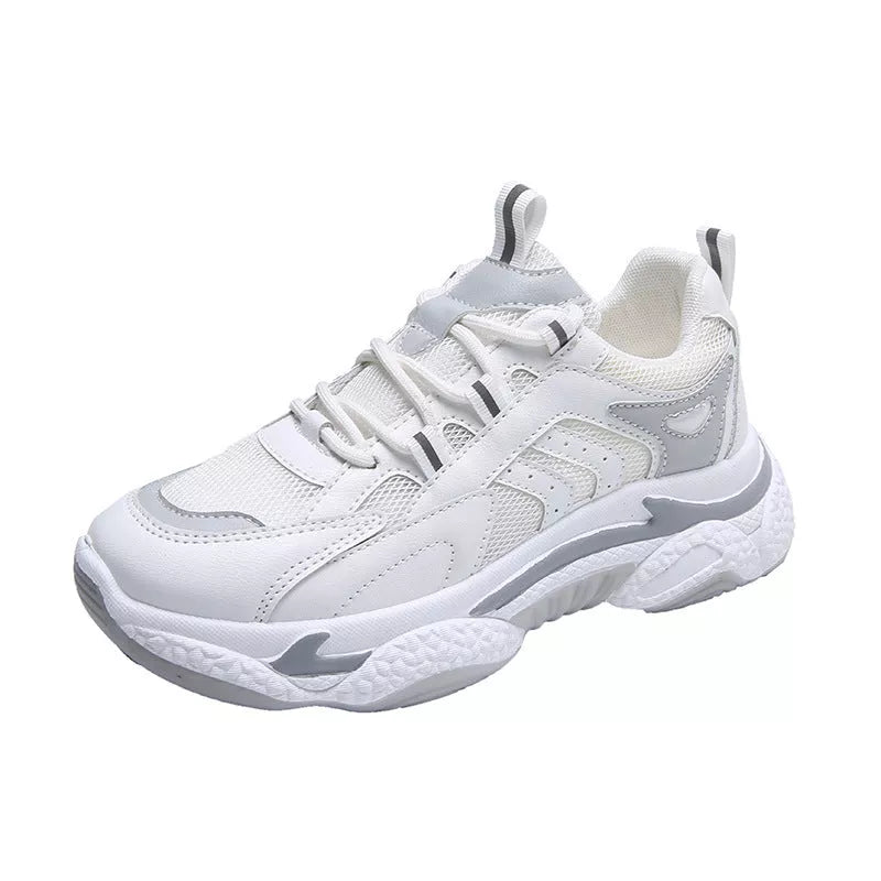 Breathable Single Mesh Platform Casual Women's Sports Shoes in grey, pink, and orange