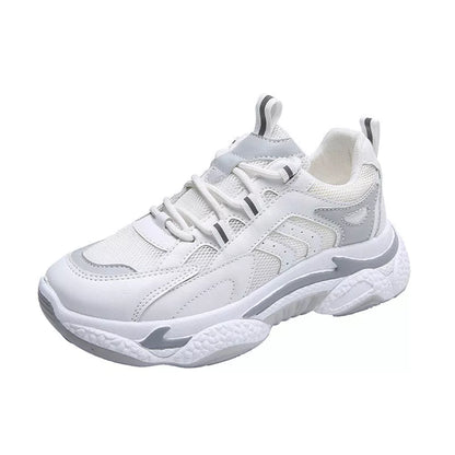 Breathable Single Mesh Platform Casual Women's Sports Shoes in grey, pink, and orange