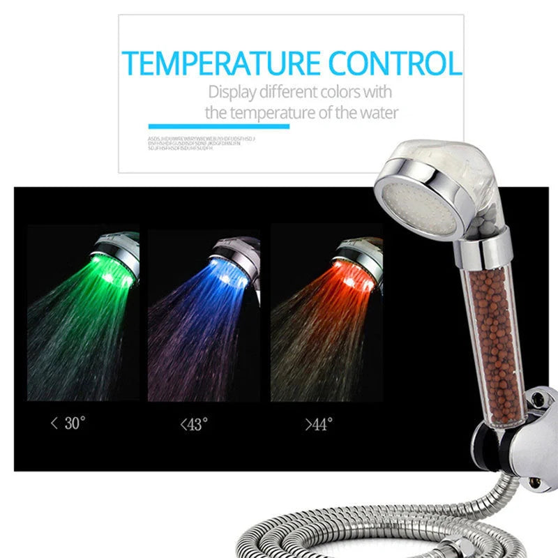 Color Changing LED Shower Head with temperature sensor and high-pressure filter