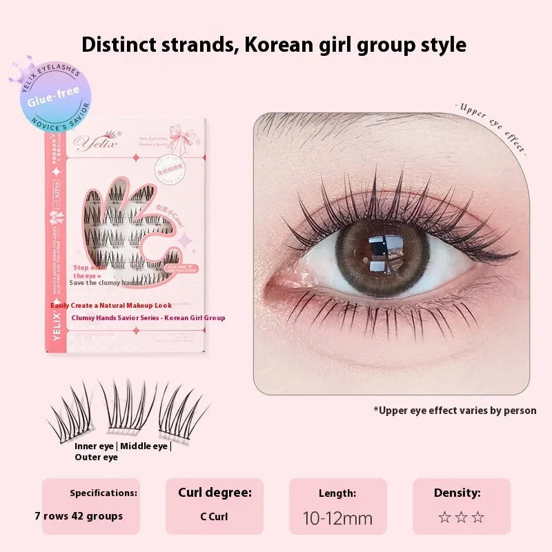 Glue-free self-adhesive false eyelashes in 0.07C high-grade fibre with hardcover seven-row packaging