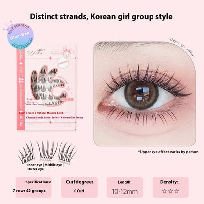 Glue-free self-adhesive false eyelashes in 0.07C high-grade fibre with hardcover seven-row packaging