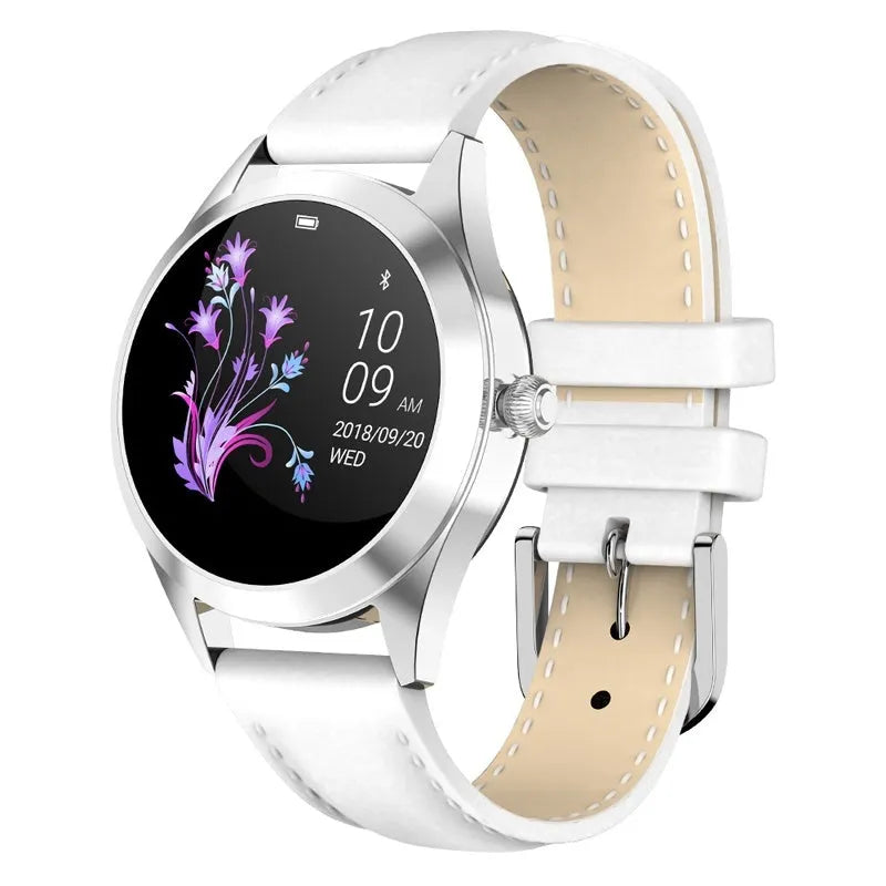 Women's multi-colour sports smartwatch showing fitness tracking on screen.