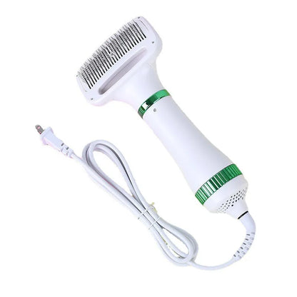 Pet hair dryer and grooming comb tool with adjustable temperature settings for dog and cat grooming