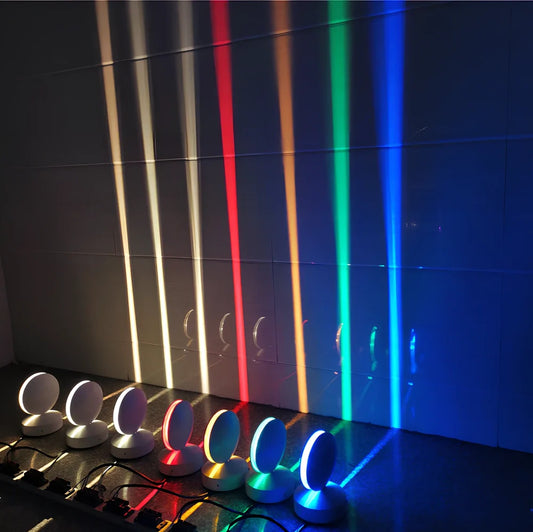 Aluminium corridor wall spotlight bar with glass lens and LED lighting in multiple colours