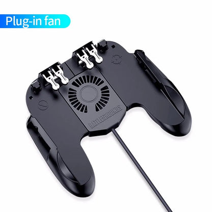 Six fingers eating chicken gamepad with ABS zinc alloy body, USB interface, phone bracket, black red yellow