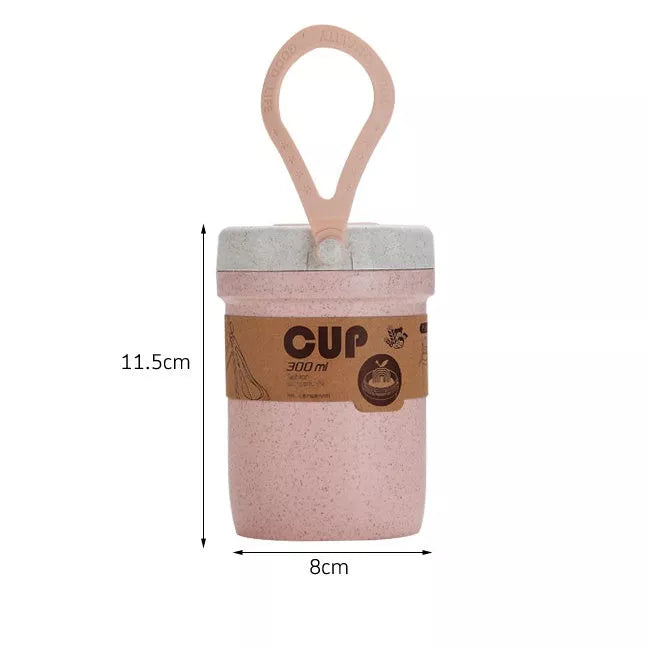 Portable Wheat Cup in Nordic colors with silicone vent valve for easy drinking