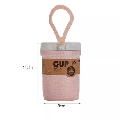 Portable Wheat Cup in Nordic colors with silicone vent valve for easy drinking