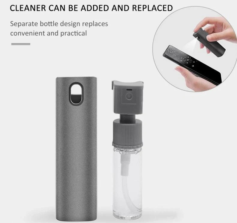2-in-1 screen cleaner kit with microfiber cloth for dust and fingerprint removal on electronic devices