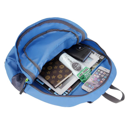 Outdoor folding double backpack in waterproof nylon with 22L capacity measuring 32x40x15cm