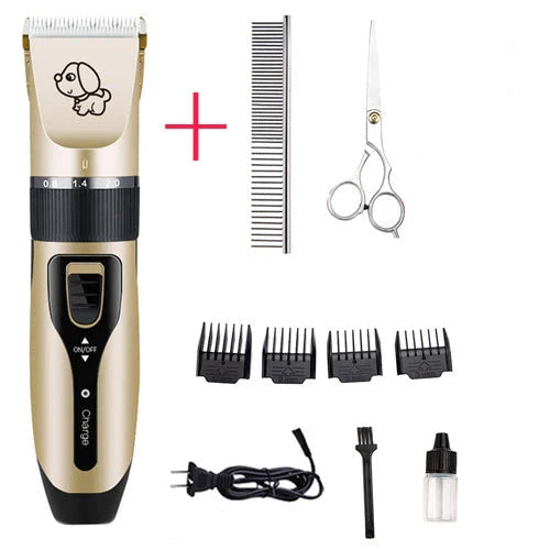Powerful cordless pet grooming clipper with 5 adjustable speed settings, titanium-ceramic blade, and up to 2 hours of runtime