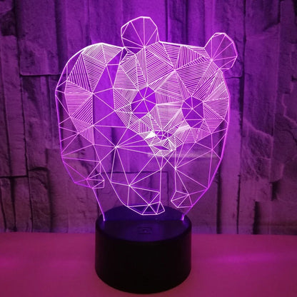 Black LED stereo night light with acrylic board, 87x87x42mm base, showing seven colour modes and remote control