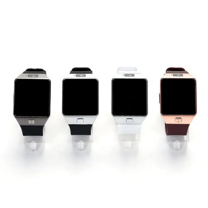 Smart watch with touch screen showing call interface, on a wrist strap.