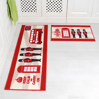 Kitchen non-slip mat with 10mm thickness showing textured surface and water-absorbent sponge lining