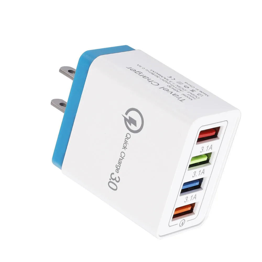 Simple Luminous 4USB mobile phone charger showing four USB ports and luminous indicators