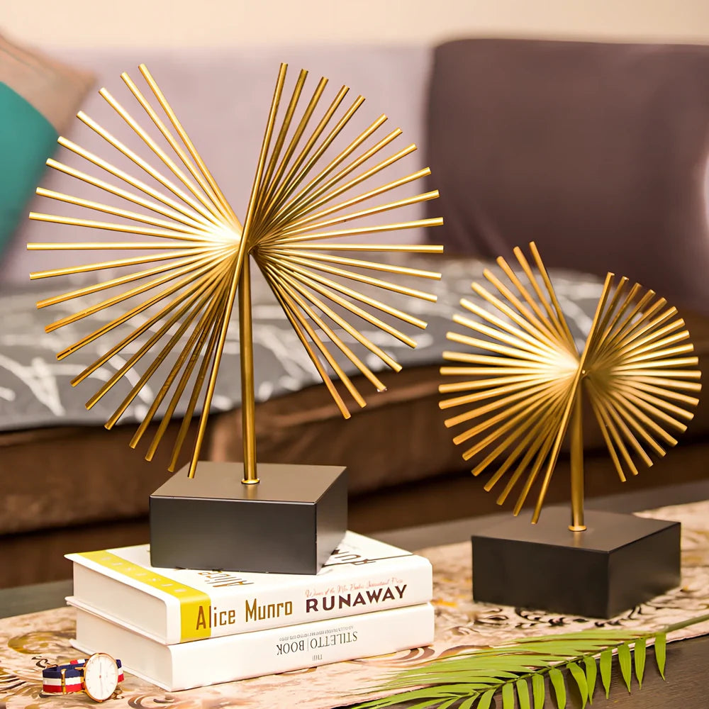 Handcrafted iron wall decoration with gold finish, sizes 12x27cm and 12x36cm