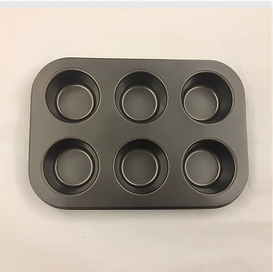 Flat round 6-cup cake mould with non-stick coating measuring 30cm diameter