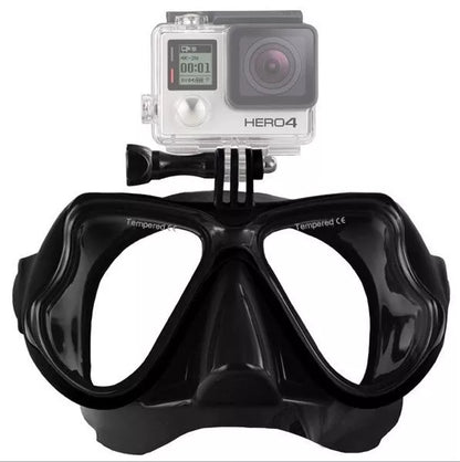 Sports DV diving glasses for GoPro and other action cameras in yellow, red, blue, and black