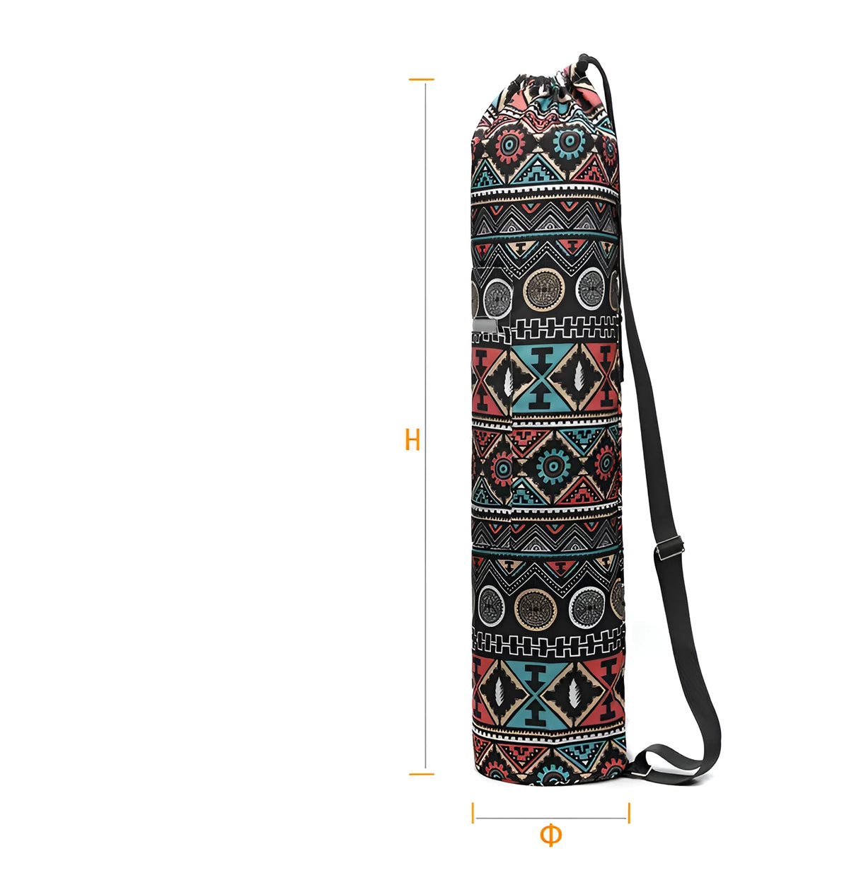 Canvas yoga bag with shoulder strap for 6mm yoga mat, shown as a storage bag for yoga and fitness use