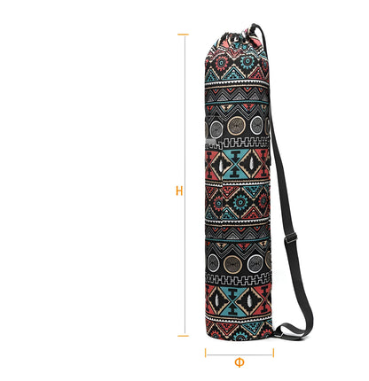 Canvas yoga bag with shoulder strap for 6mm yoga mat, shown as a storage bag for yoga and fitness use