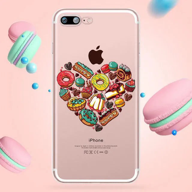 Transparent ice cream pattern silicone phone case for Apple iPhone models