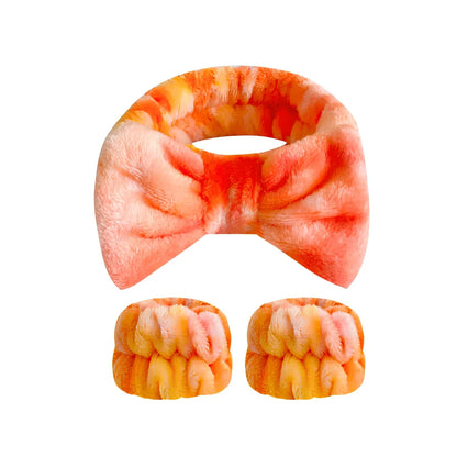 Coral velvet wrist washband with elastic band for facial cleansing, grey colour option shown