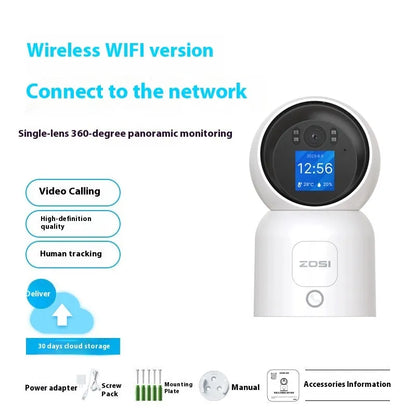 Zhou Shi wireless indoor security camera with plastic housing and screw-fixed bracket