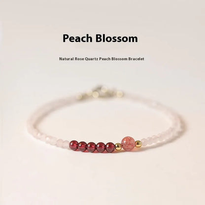 Handmade pink crystal bracelet with strawberry quartz sections, available in 14cm, 15cm and 16cm lengths