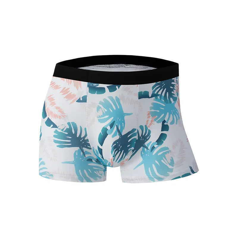 Men's ice silk underwear with fashion printing patterns in breathable polyester fabric