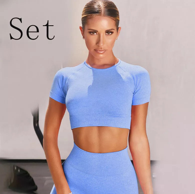 Short sleeve yoga suit in various colors for flexibility and comfort