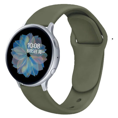 Samsung Galaxy Active 2 reverse buckle silicone strap showing 20mm and 22mm width options
