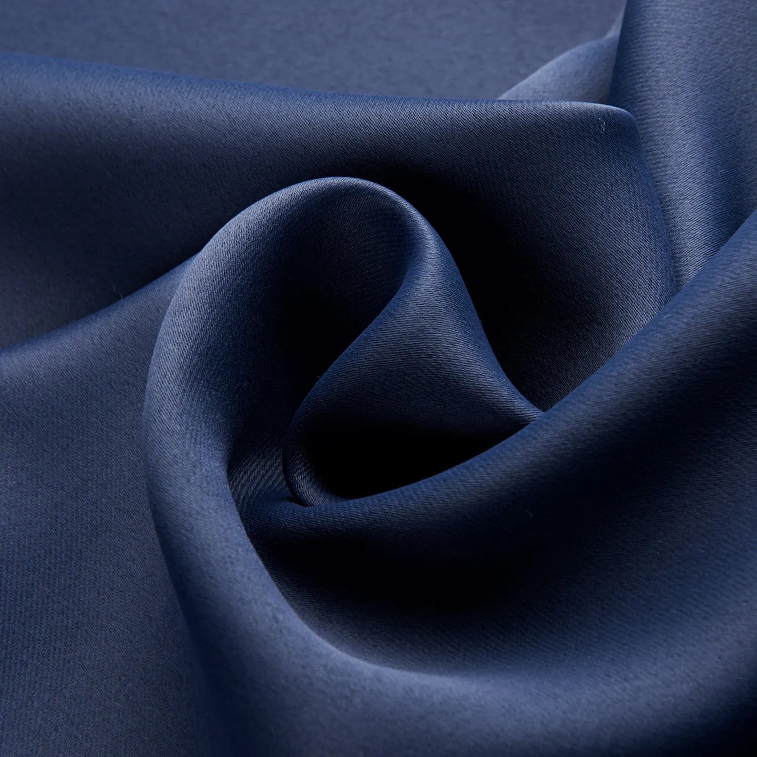 Dark navy blue blackout bedroom curtains hanging with modern simple style