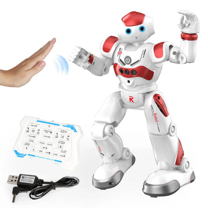 A remote-controlled robot toy with music and dance features, designed for children's entertainment and engagement.