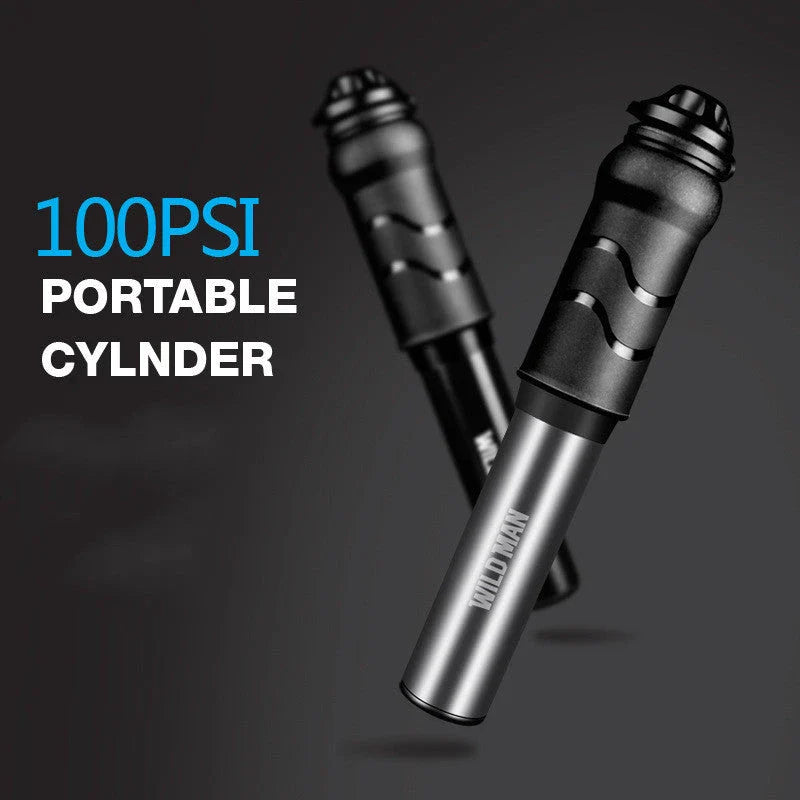 Premium high-pressure portable bicycle pump with built-in hose and versatile nozzle for mountain and road bikes