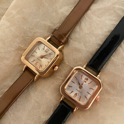 Women's fashion watch with alloy case in black, white, pink, or brown colour options showing 10mm thickness