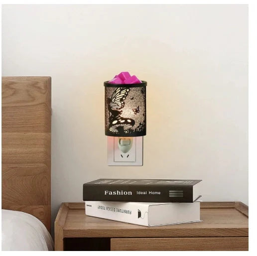 Metal wall-plug wax melt warmer with night light function in various patterns