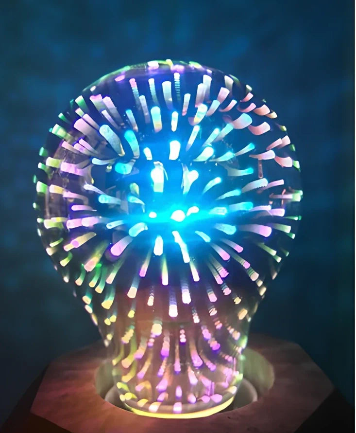 ST64 G95 3D star LED decorative bulb with colourful lighting effects and silver plated glass