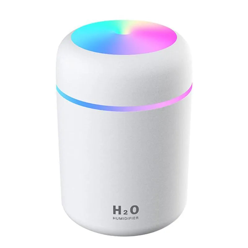 Pink white or navy blue USB desktop humidifier with LED mood lights and 300ml water tank