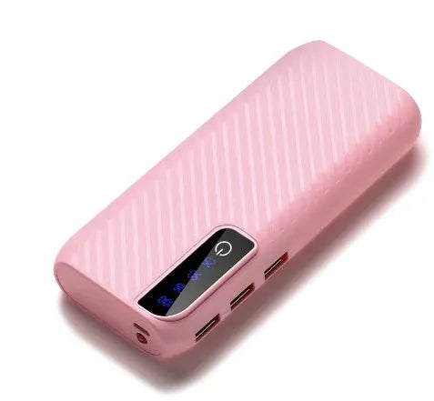 20000mAh mini power bank with compact 142mm design showing dual USB ports for fast charging