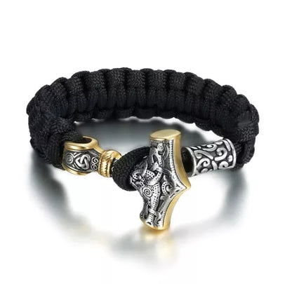 Asgard Crafted Paracord Mjolnir Bracelet in silver or silver gold with adjustable knot