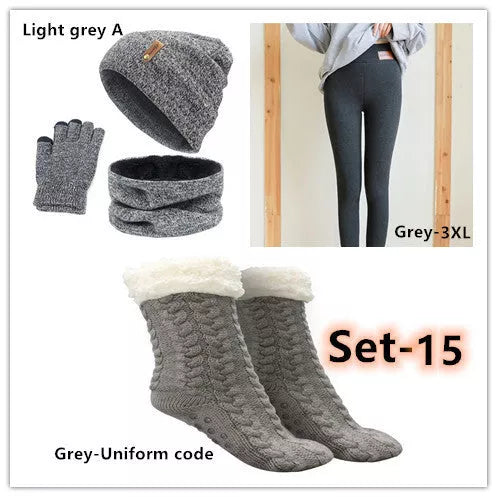 Wool touch screen gloves with scarf and hat set for cold weather